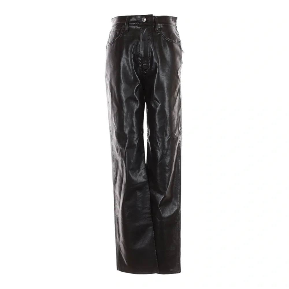AGOLDE 90’s Pinch Waist Recycled Leather Pants Detox Black 28 High Rise NWT